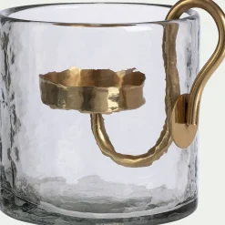 alinea Décoration De La Table De Noël|Bougie Et Photophore De Noël*Photophore en verre et laiton D10xH10cm - Transparent