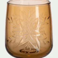 alinea Bougie Et Photophore De Noël*Photophore en verre motif flocons D9xH9cm - orange