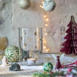 alinea Décoration De La Table De Noël|Bougie Et Photophore De Noël*Photophore étoilé en verre D10xH15cm - Transparent