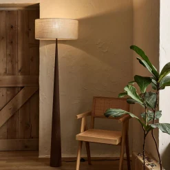 alinea Pied De Lampadaire|Lampadaire Droit*Pied de lampadaire en métal effet bois H157cm - Bois foncé