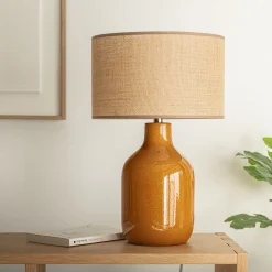alinea Lampe De Chevet|Lampe De Bureau*Pied de lampe électrifié en grès D15,5cm - miel Jaune