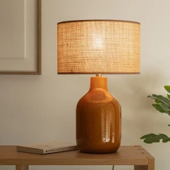 alinea Lampe De Chevet|Lampe De Bureau*Pied de lampe électrifié en grès D15,5cm - miel Jaune