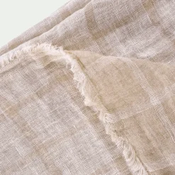 alinea Plaid*Plaid à carreaux en lin lavé 130x170cm - Beige