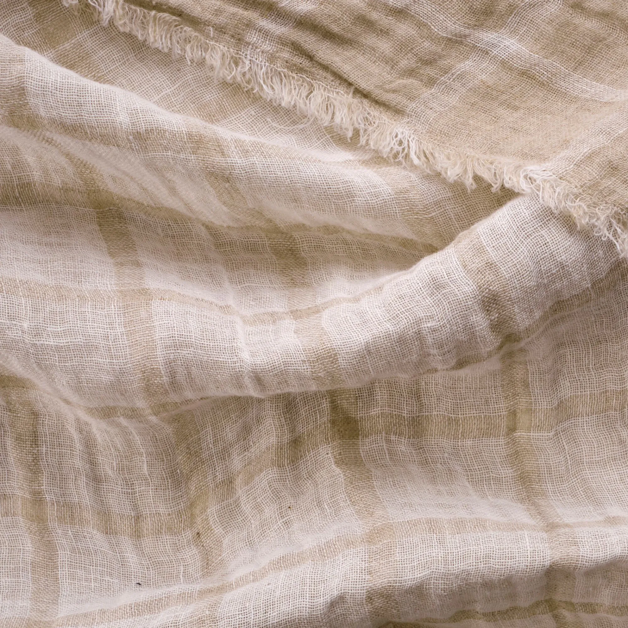 alinea Plaid*Plaid à carreaux en lin lavé 130x170cm - Beige