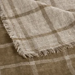alinea Plaid*Plaid à carreaux en lin lavé 130x170cm - Vert