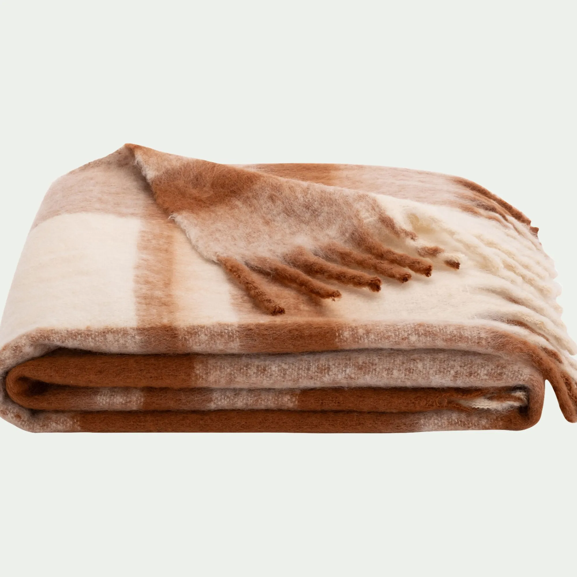 alinea Plaid*Plaid à carreaux synthétique 130x170cm - et blanc Marron