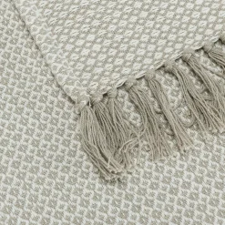 alinea Plaid*Plaid à franges et motifs en coton - 130x170cm Beige