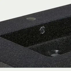 alinea Vasque Salle De Bain|Rangement De Salle De Bain*Plan vasque en pierre reconstituée L80cm Noir
