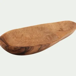 alinea Plat De Service Et Saladier*Plat à olives en bois d'olivier L17cm - Naturel