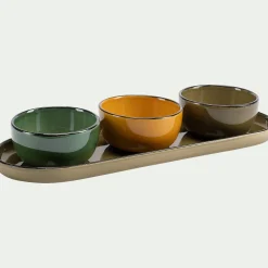 alinea Plat Et Vaisselle Apéro|Plat De Service Et Saladier*Plat apéritif en grès L32,8xl10,5cm - mousse Vert