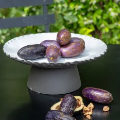 alinea Plat De Service Et Saladier|Assiette De Noël*Plat de présentation sur pied en grès D28cm - Noir