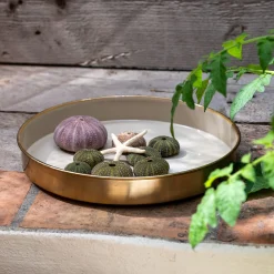 alinea Décoration À Poser|Décoration De La Table De Noël*Plateau décoratif rond en fer émaillé - D29,5cm Beige