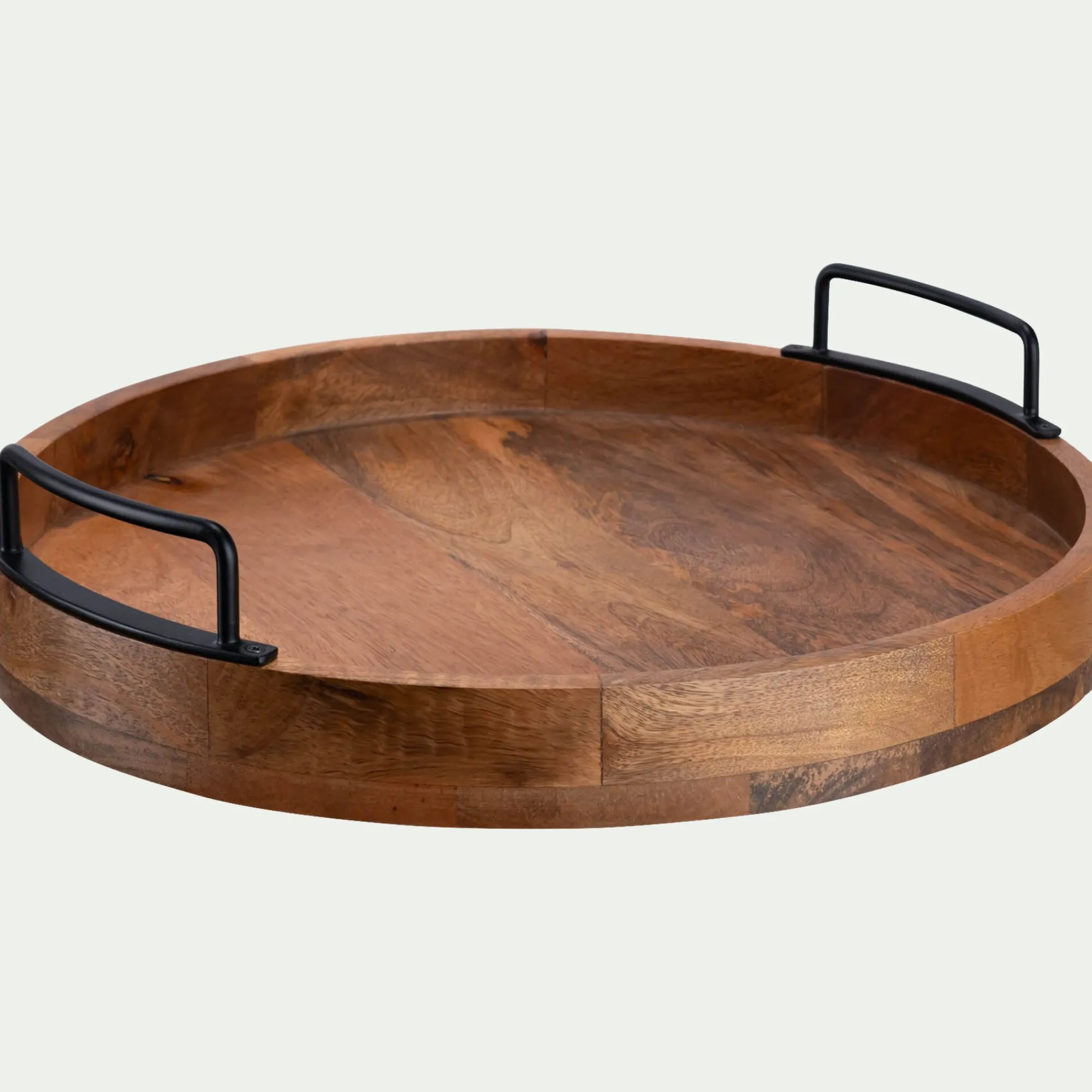 alinea Décoration À Poser|Plateau*Plateau décoratif rond en bois de manguier D40cm - Bois foncé