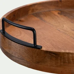 alinea Décoration À Poser|Plateau*Plateau décoratif rond en bois de manguier D40cm - Bois foncé
