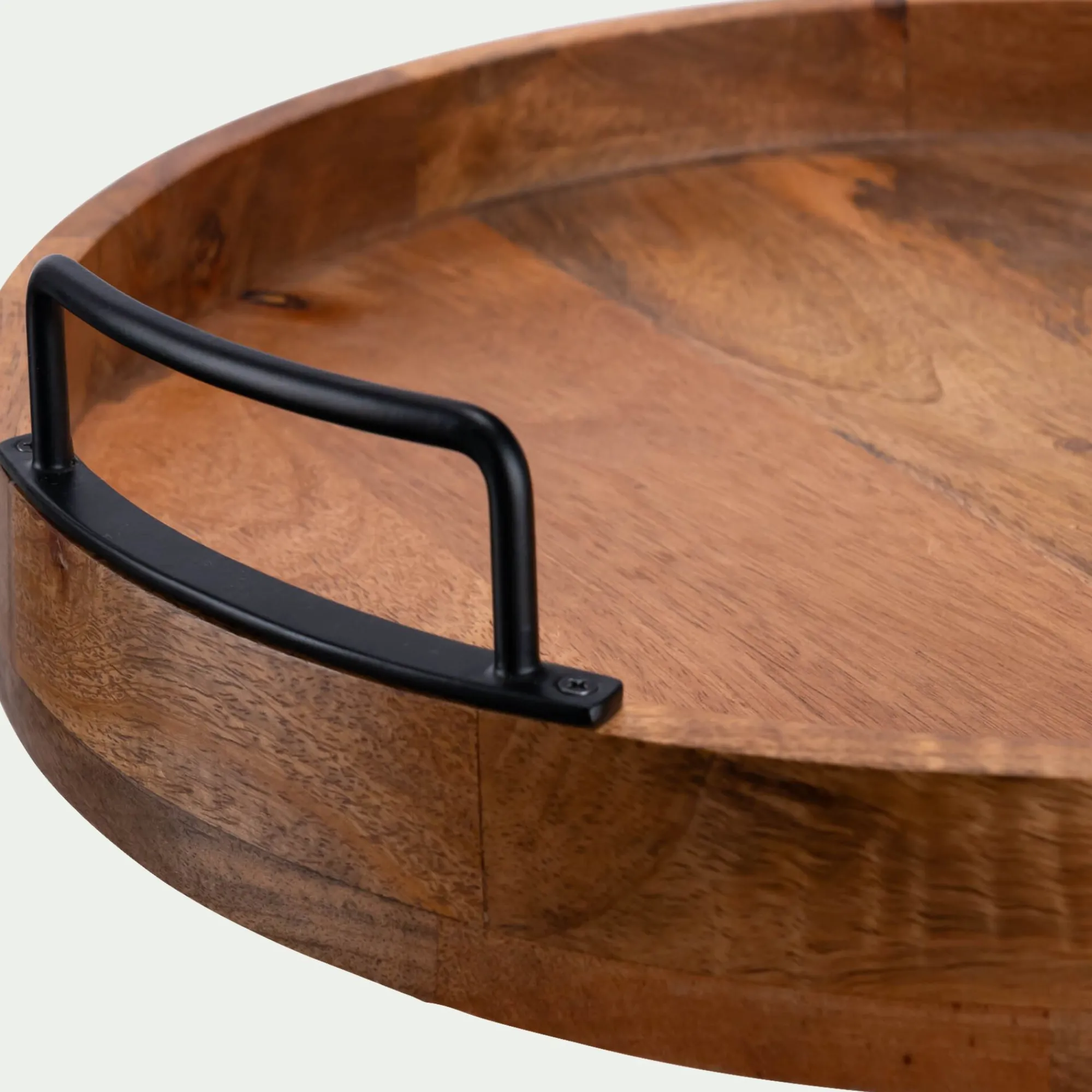 alinea Décoration À Poser|Plateau*Plateau décoratif rond en bois de manguier D40cm - Bois foncé