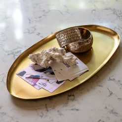 alinea Décoration À Poser|Objet Décoratif De Noël*Plateau ovale en fer 20,5x36,5cm - Doré