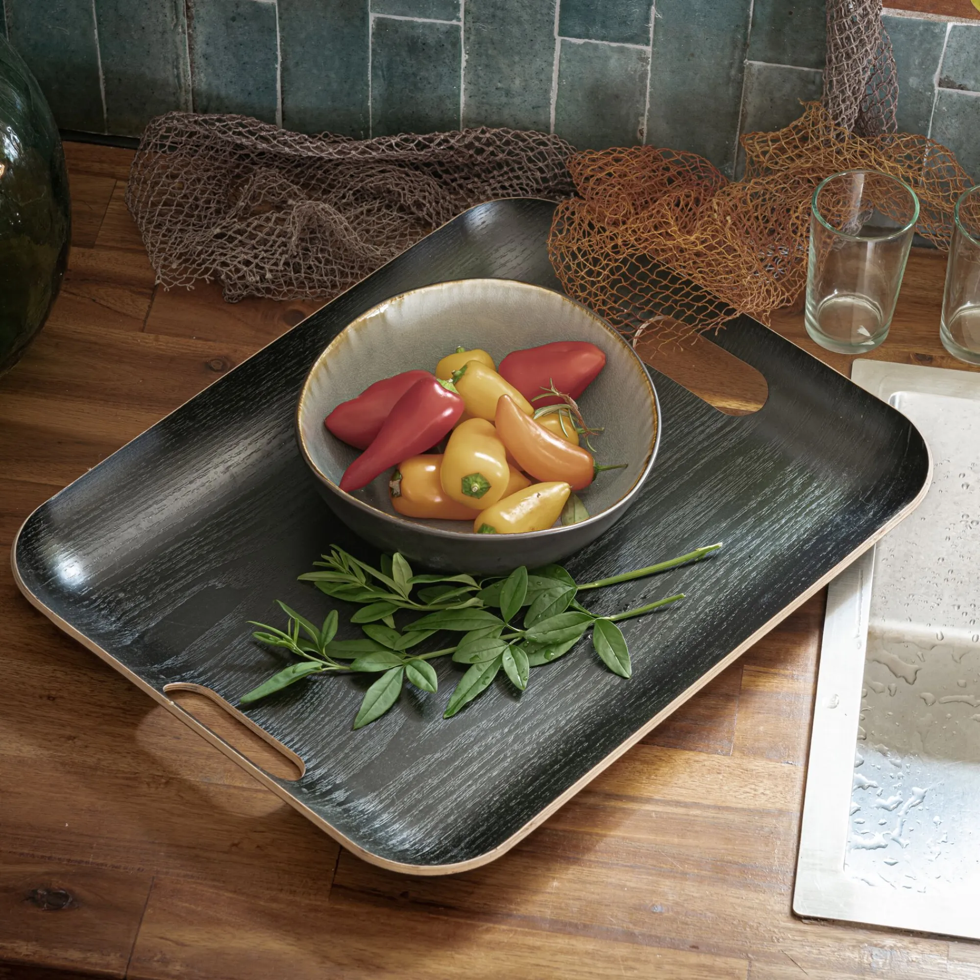alinea Plateau*Plateau rectangle en bois L45xl36cm - Noir