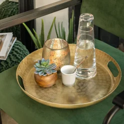 alinea Décoration À Poser|Décoration De La Table De Noël*Plateau rond en aluminium D40cm - Doré