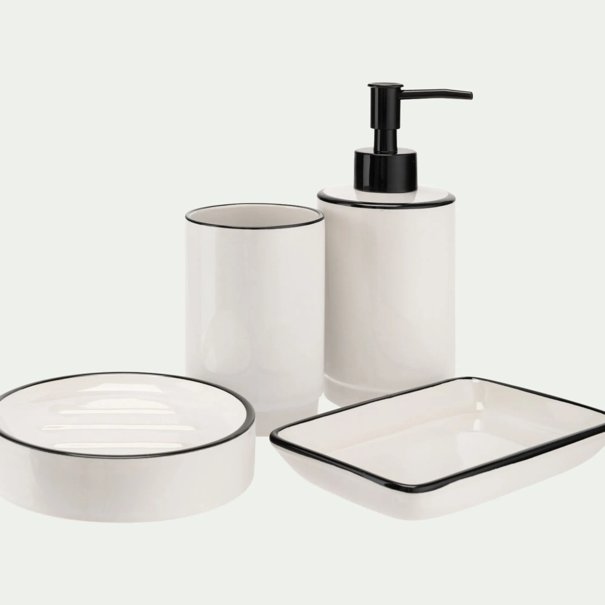 alinea Accessoire De Salle De Bain*Porte brosse à dent en grès - blanc H11,4cm