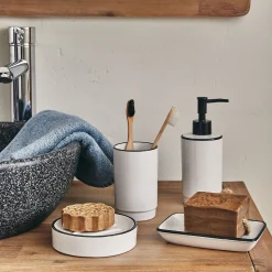 alinea Accessoire De Salle De Bain*Porte brosse à dent en grès - blanc H11,4cm
