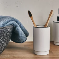 alinea Accessoire De Salle De Bain*Porte brosse à dent en grès - blanc H11,4cm