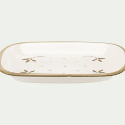 alinea Accessoire De Salle De Bain*Porte savon en grès à motifs feuilles - Blanc