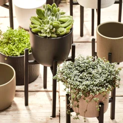 alinea Pot De Fleur*Porte-plante en métal H35xD20,5cm Noir