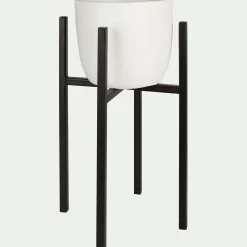 alinea Pot De Fleur*Porte-plante en métal H35xD20,5cm Noir