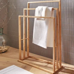 alinea Porte-Serviette|Accessoire De Salle De Bain*Porte-serviette triple en bambou - H82cm Naturel