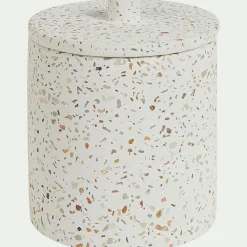 alinea Accessoire De Salle De Bain*Pot à coton en terrazzo H12,5cm - Blanc