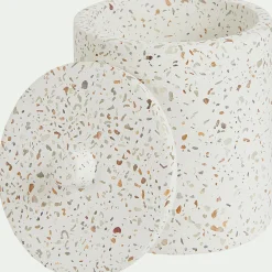 alinea Accessoire De Salle De Bain*Pot à coton en terrazzo H12,5cm - Blanc