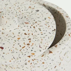 alinea Accessoire De Salle De Bain*Pot à coton en terrazzo H12,5cm - Blanc