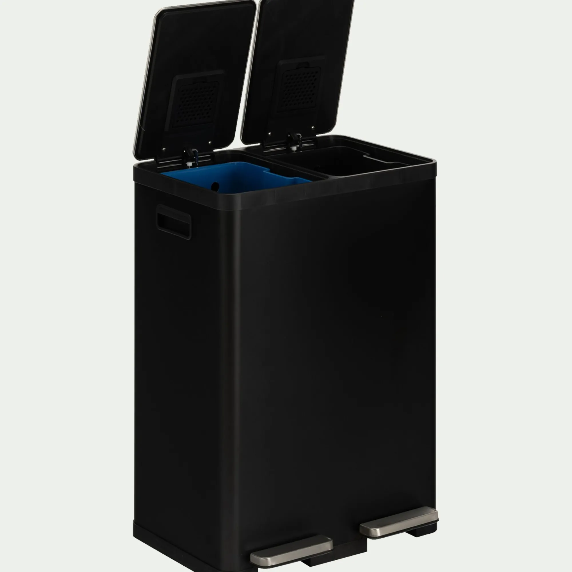 alinea Poubelle*Poubelle de tri double en plastique 2x30L - Noir