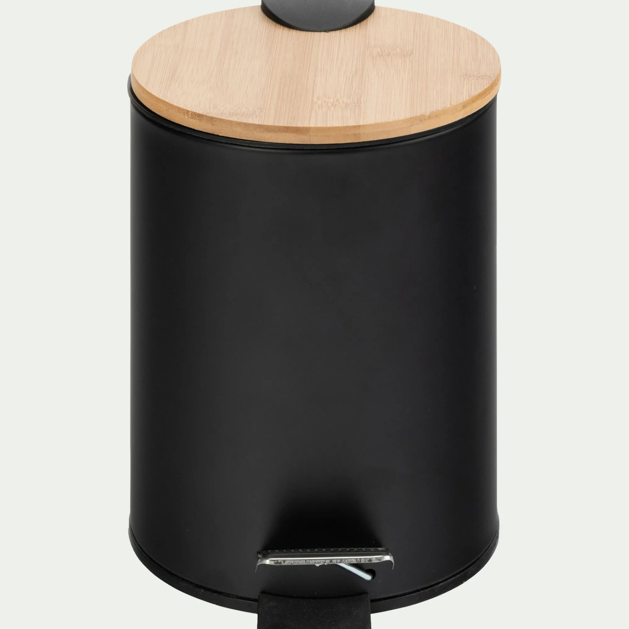 alinea Accessoire De Salle De Bain|Panier De Rangement Salle De Bain*Poubelle en métal et bambou 2,5L - Noir
