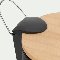 alinea Accessoire De Salle De Bain|Panier De Rangement Salle De Bain*Poubelle en métal et bambou 2,5L - Noir