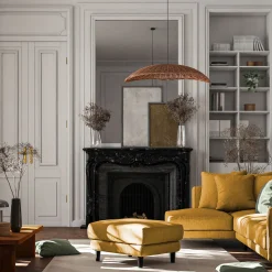 alinea Pouf & Repose-Pieds*Pouf en tissu monclar - Jaune argan