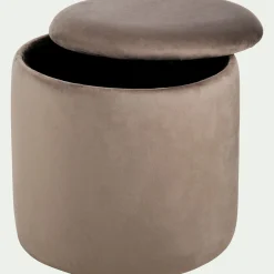 alinea Coussin De Sol|Pouf & Repose-Pieds*Pouf en velours avec coffre de rangement - H43cm Gris
