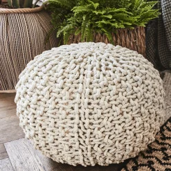alinea Coussin De Sol*Pouf tressé en coton - roucas D50xH30cm Beige