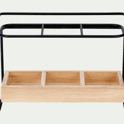 alinea Aménagement Meuble Cuisine*Range couverts en métal et bois - bois clair Naturel