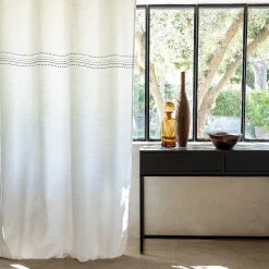 alinea Rideau*Rideau à œillets en coton brodé 140x250cm - Blanc