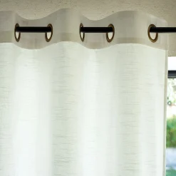 alinea Rideau*Rideau à œillets en coton brodé 140x250cm - Blanc