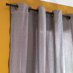 alinea Rideau*Rideau à œillets en coton finition liseré 140x250cm - ardoise Gris