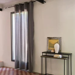 alinea Rideau*Rideau à œillets en coton finition liseré 140x250cm - ardoise Gris