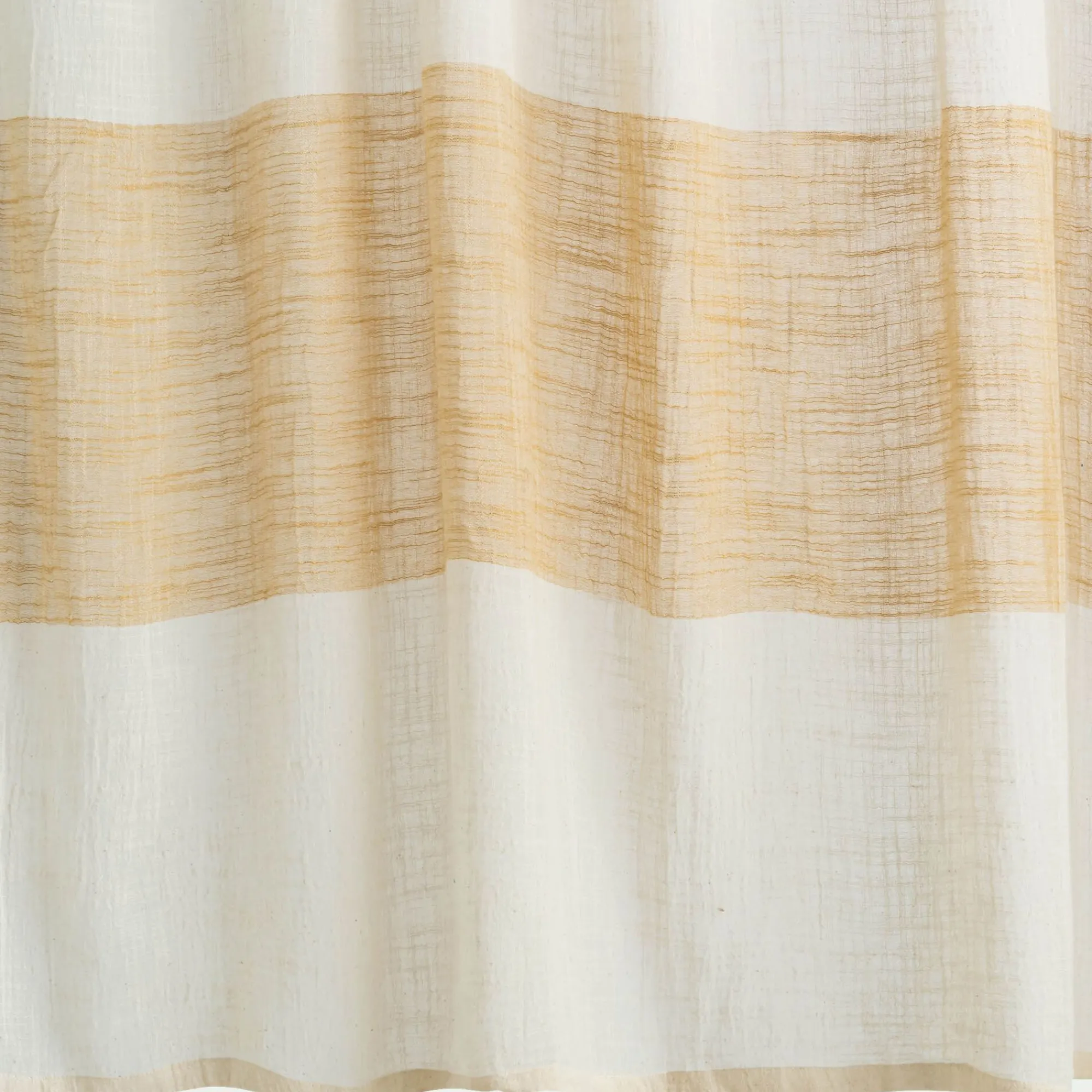 alinea Rideau*Rideau à nouettes en coton à bande jaune 140x250cm - Blanc