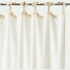 alinea Rideau*Rideau à nouettes en coton à bande jaune 140x250cm - Blanc