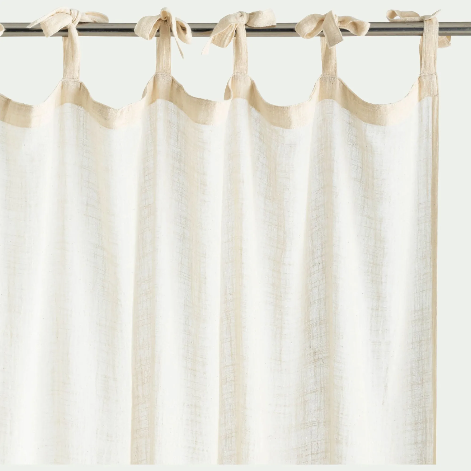 alinea Rideau*Rideau à nouettes en coton à bande jaune 140x250cm - Blanc