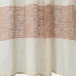 alinea Rideau*Rideau à nouettes en coton à bande brun rustrel 140x250cm - blanc Marron