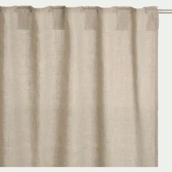 alinea Rideau*Rideau à passants cachés en lin lavé finition surpiqure 140x300cm - Beige