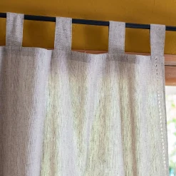 alinea Rideau*Rideau à passants en lin et coton finition ajouré 140x250cm - Beige