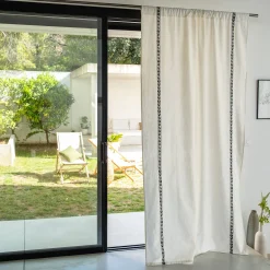 alinea Rideau*Rideau passe-tringle en coton motif Kissos 140x250cm - Blanc